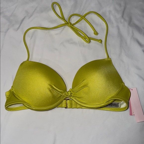 Victoria's Secret Other - Victoria's Secret Swimwear Bikini Top Push Up Halter Neon Yellow 34B